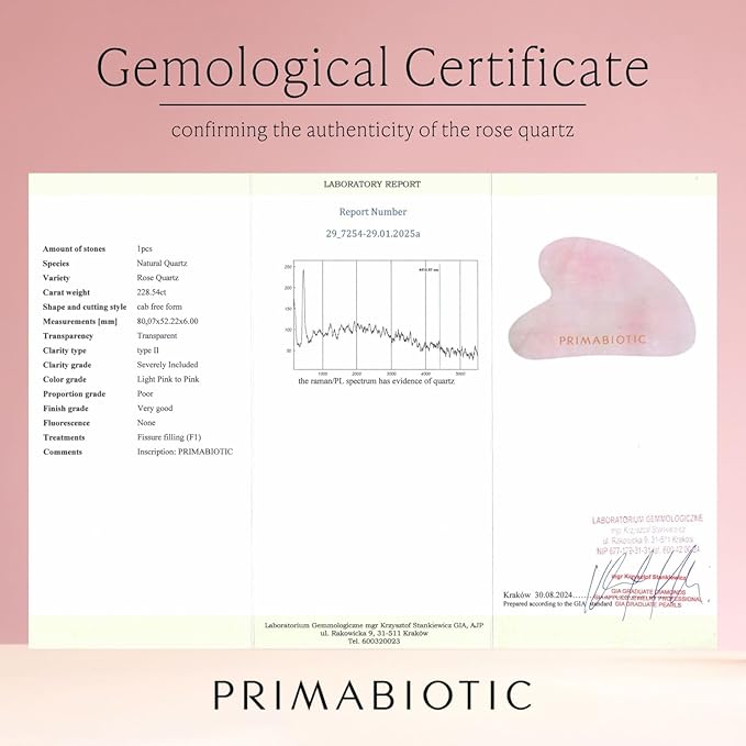 PRIMABIOTIC Gua Sha Stone ā Facial Massage Tool for Wrinkles ā Rose Quartz Guasha ā Skin Care ā Beauty Products ā Massage Tool for Skin Care ā Anti-Aging