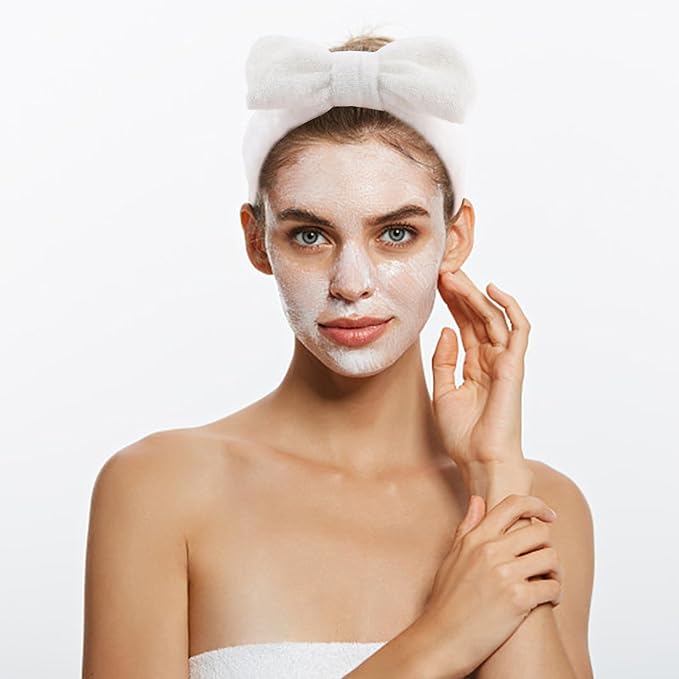 8 Pack Spa Headband for Washing Face,Pink Skincare Headband Set for Women Girls Cute Bow Headbands for Makeup Skin Care Head bands Sleepover Party Supplies for Girl