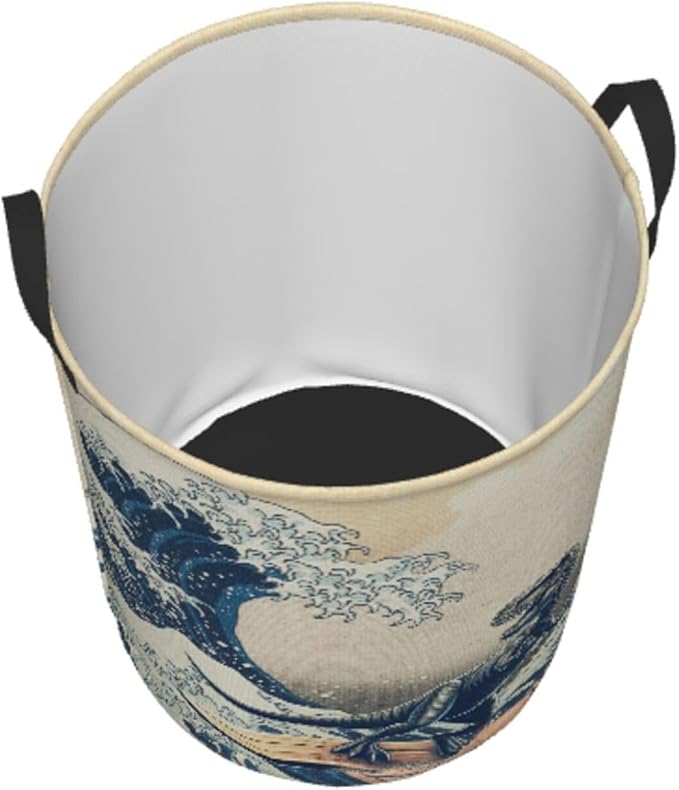 Laundry Basket Wave Collapsible Large Capacity, Dirty Clothes Basket Durable Lightweight Hamper With Handles Ideal For Clothes, Toys Home Organization