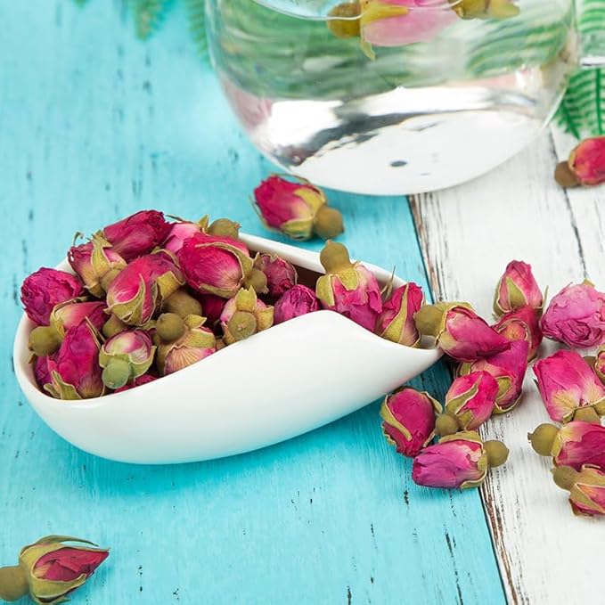 100% Natural Pure Rose Bud Tea - Loose Leaf Herbal in Recyclable Pet Jar - Culinary Grade Flower Based Tea for Drinking & DIY Gifts (2 Packs of 50g)