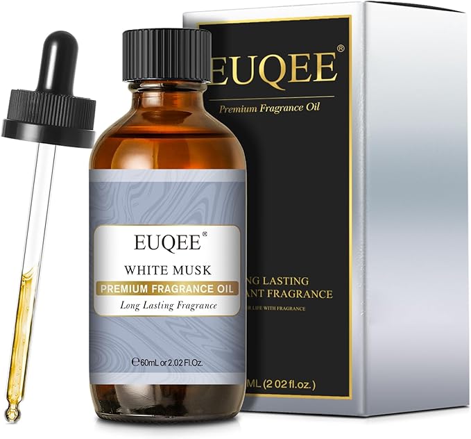 EUQEE White Musk Fragrance Oils for Home Aromatherapy, Premium White Musk Essential Oil with Glass Dropper for Diffusers, Candle & Soap Making, Bath Bombs (2.02 Fl oz/60 ml)