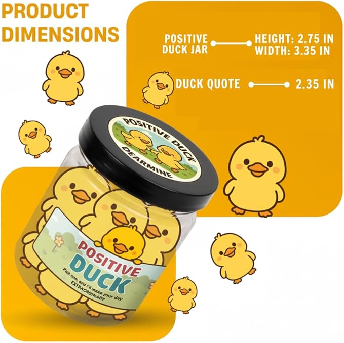60 Positive Duck Cards Jar, Affirmation Cards for Women, Emotional Support Duck, Duck Gifts for Women, Duck Gifts, Duck Gift for Duck Lovers, Duck Bracelets, Positive Duck
