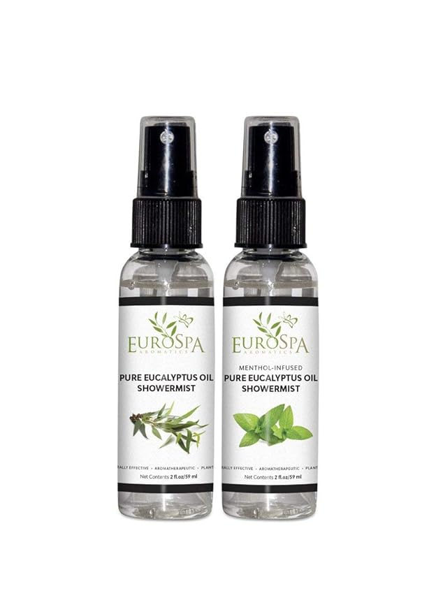 EuroSpa Aromatics Pure Eucalyptus Oil ShowerMist and Steam Room Spray, All-Natural Premium Aromatherapy Essential Oils - Variety Pack, 2 oz
