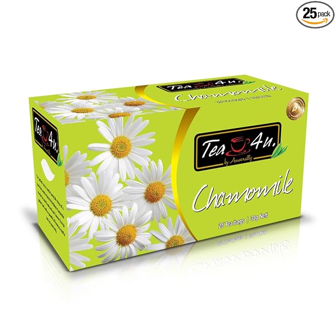 Tea4U Herbal Infusion Chamomile Tea Bags - Authentic & Fresh Flavor, Ideal Hydration & Refreshing Herbal Blend - Caffeine Free, Soothing Brew - 25 Count (Chamomile)