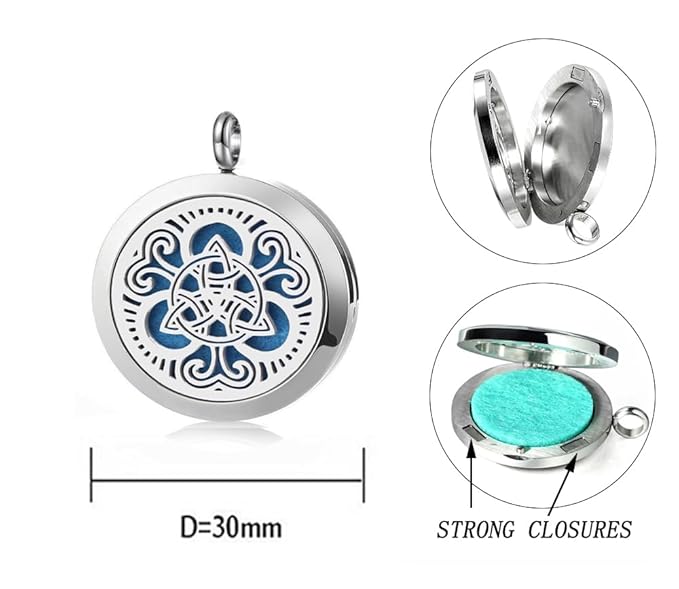 Aromatherapy Essential Oil Diffuser Necklace Stainless Steel lnspirational Locket Pendant(Heart)