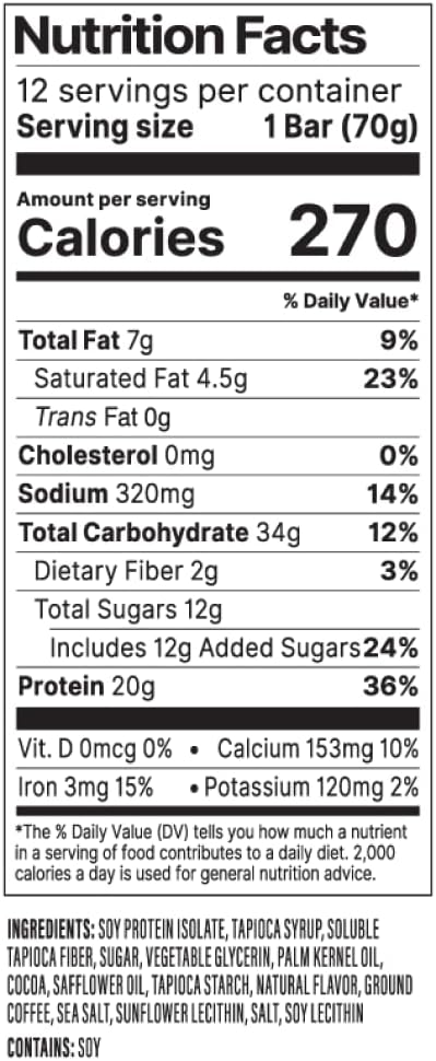 PROBAR - PROTEIN Bar, Coffee Crunch, Non-GMO, Gluten-Free, Healthy, Plant-Based, Whole-Food Ingredients, Natural Energy (12 Count)