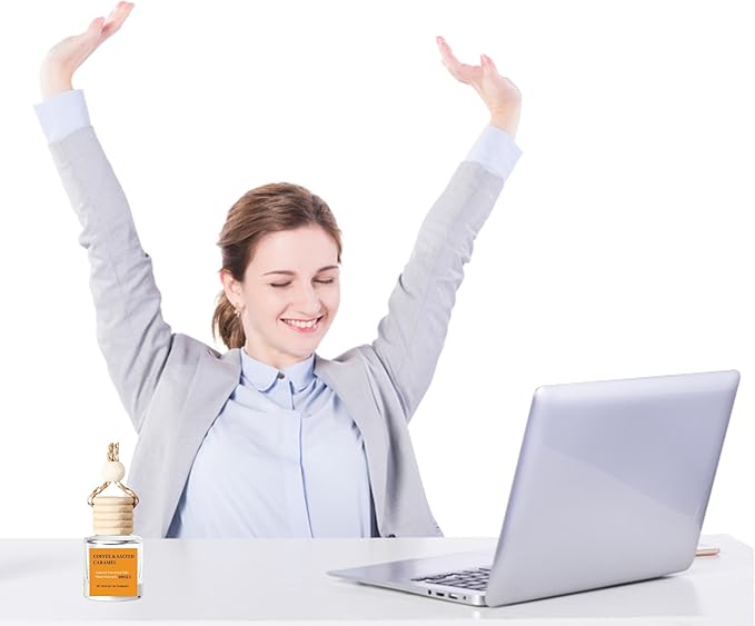 2Pack Coffee and Salted Caramel Scented Automotive Air Freshener Set, Car Accessories Decoration Hanging Scented Car Diffuser for Men Women