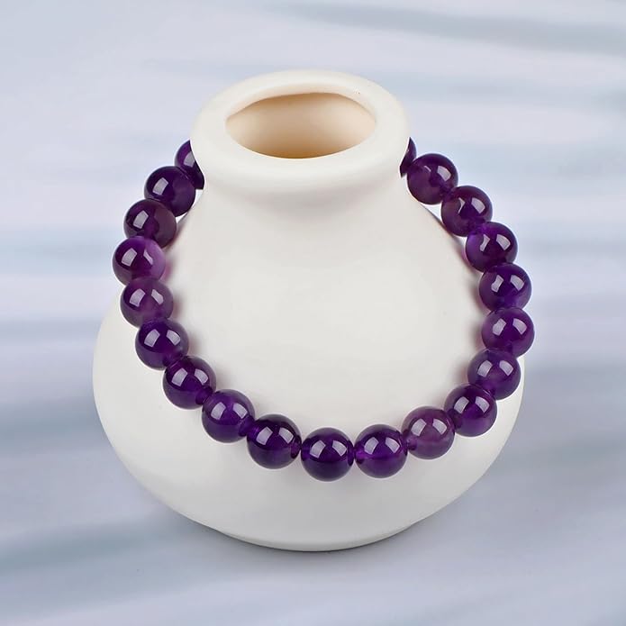 LPBeads Handmade Natural Gemstone Stretch Elastic Bracelet Healing Crystal Round Stone Beads Jewelry Gifts for Women Men