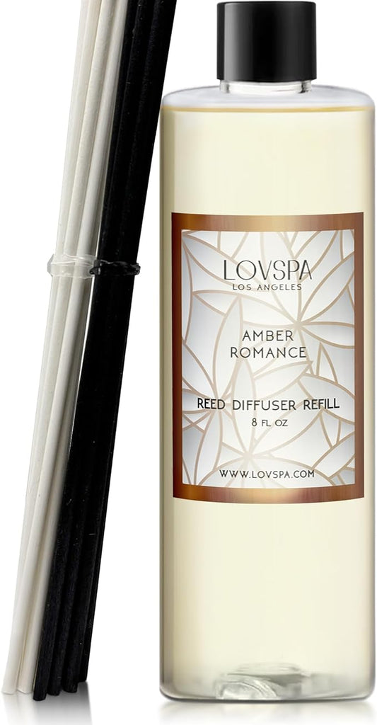 LOVSPA Amber Romance Diffuser Oil - Essential Oils for Diffuser Refill & Air Freshener Room Spray - Long-Lasting & Natural Home Fragrance, Scented Oil for Diffusers, USA Made, 8 oz