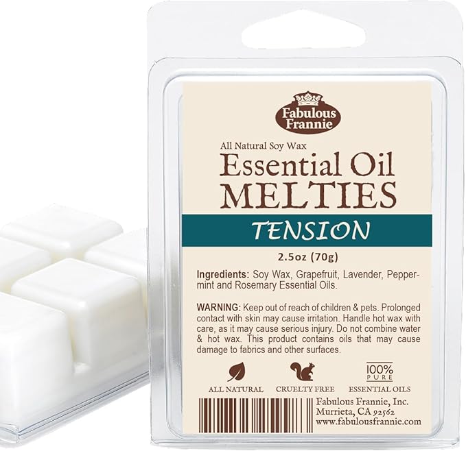 Fabulous Frannie Tension Pure & Natural Soy Candle Meltie/Tart/Melts Made with Pure Lavender, Peppermint, Rosemary and Grapefruit Essential Oils 2.5oz