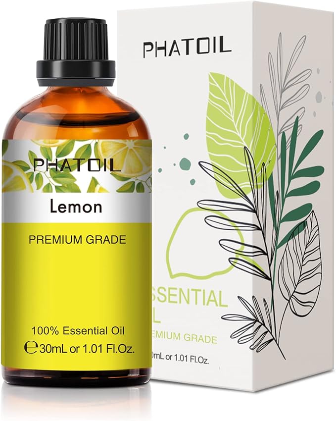 PHATOIL 1.01FL.OZ Lemon Essential Oil, Pure Aromatherapy Essential Oils for Diffuser, Humidifier, Scented Oils for Soap, Candle, Bath Bombs Making(30ML)