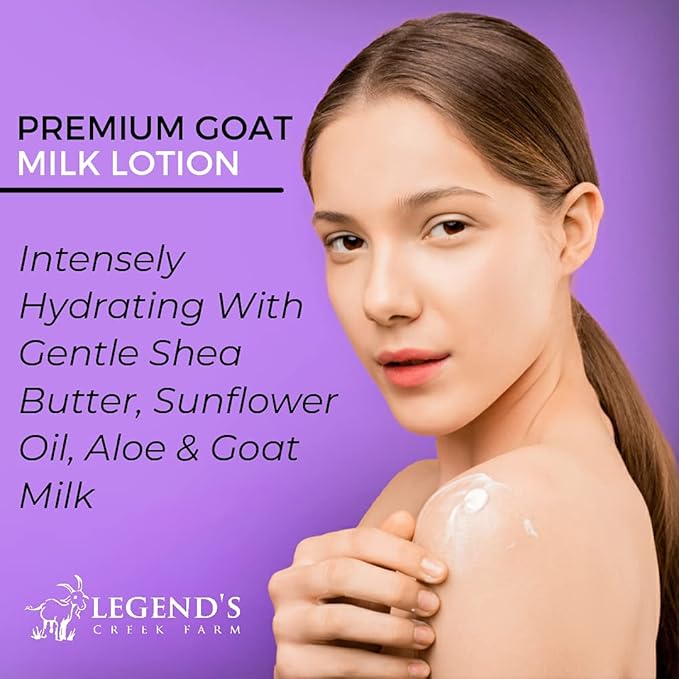 Legend's Creek Farm Goat Milk Lotion - Deeply Moisturizing Goat Milk Body Lotion for Body, Hand & Face - 9 oz Body Moisturizer with Shea Butter, Sunflower Oil, Aloe, Handmade in USA (Patchouli L.)