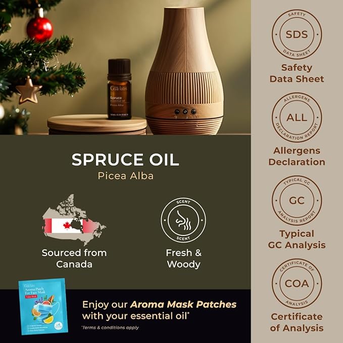 Gya Labs Spruce Essential Oil - 0.34 Fl Oz - for Hair, Skin, Diffuser, Aromatherapy & DIY Candle Making Scent