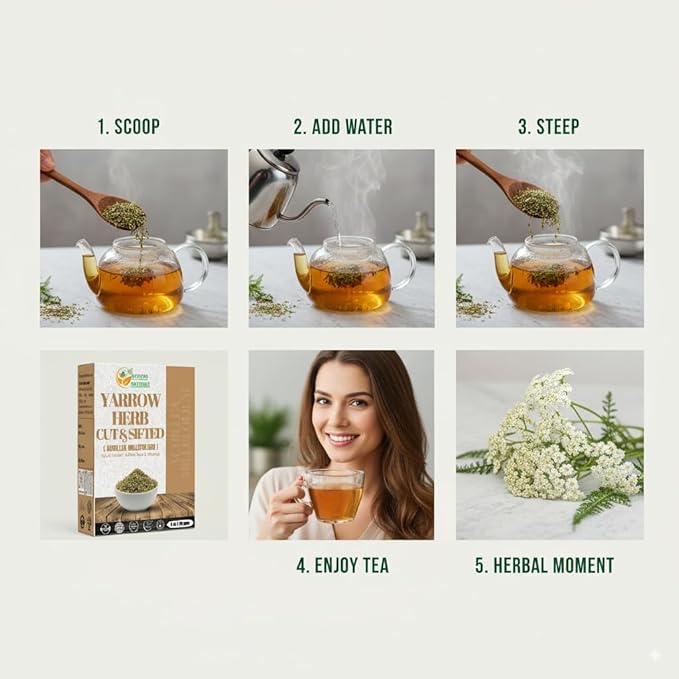 Herbs Botanica Yarrow Herb 100% Natural Dried Yarrow Flowers & Leaves for Tea, Tinctures, & Herbal Preparations – Premium Bulk Herbs for DIY Use – 4 oz Pack