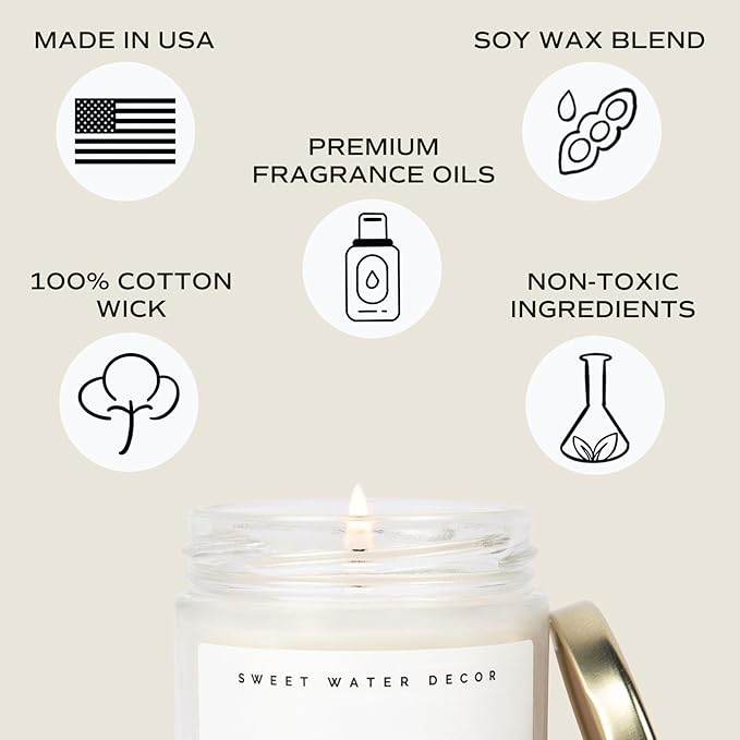 Sweet Water Decor Thank You Candle | Tropical Fruit and Sugared Orange, Summer Scented Soy Wax Candle for Home | 9oz Clear Jar, 40 Hour Burn Time, Made in The USA
