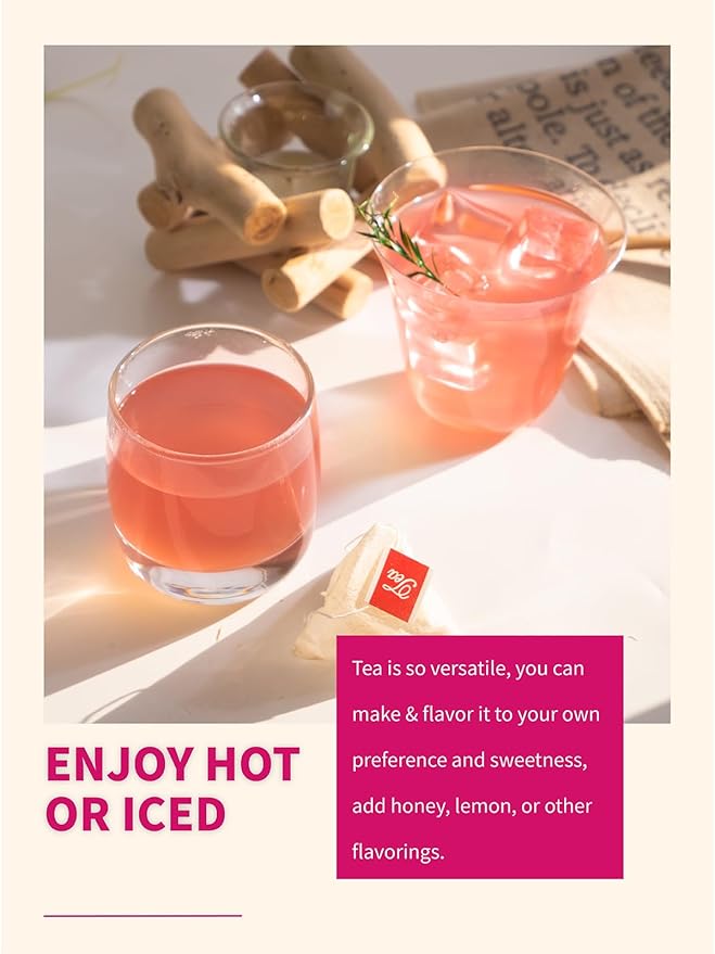 TeeLux Lemon Ginger Hibiscus Tea, Refreshing Lemongrass With Spicy Ginger, Tart Hibiscus, Sweet Licorice, Caffeine Free, 50 Count