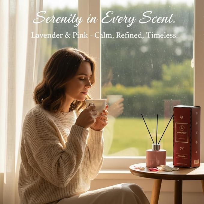 Reed Diffuser Set β 3.38 fl oz (120ml) | Clean Oil Scent Diffuser, Premium Room DΓ©cor | Lavender & Pink Fragrance for Home, Holiday, and Hotel Collection.