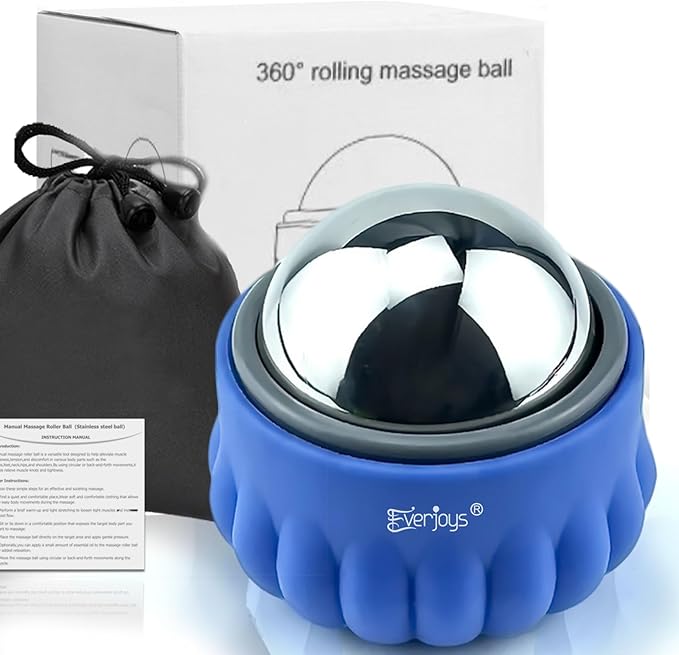 Everjoys Massage Ice Roller Ball, Cold & Heat Therapy Relief Massager, Deep Tissue Massage Pain Relief, Massager Tool for Back/Neck/Body/Face/Foot Pain, Muscles Recovery