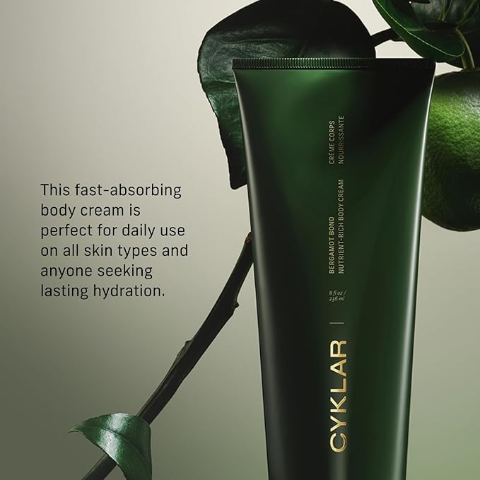 CYKLAR Nutrient Rich Body Cream. Bergamot Bond Nourishing Moisturizer with Niacinamide and Banana Flower Extract. Deep Hydration, Thick Body Lotion, Dry Skin Cream for Women and Men, 8 Fl Oz