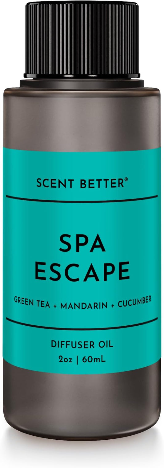 Scent Better Spa Escape Aroma Essential Oil Blend: an Aromatherapy Blend of Green Tea, Mandarin, and Cucumber for Ultrasonic Diffusers & Nebulizers (2 Fl Oz, 60 mL)