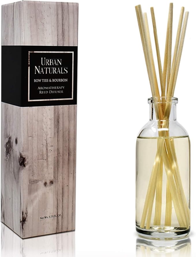 Urban Naturals Bowties & Bourbon Reed Diffuser Gift Set | Dark Oak, Bergamot & Bourbon | Made in The USA