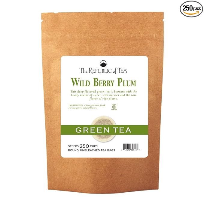 The Republic of Tea Wild Berry Plum Green Tea, 250 Tea Bags, Refreshingly Balanced China Green Tea