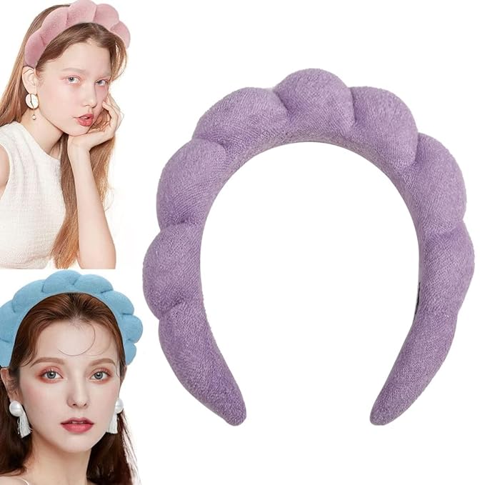 Spa Headband, Women's Daily Life Headband, Absorbent, Soft, Fluffy, Skincare, Makeup Removal, Shower, Purple, 1 Count