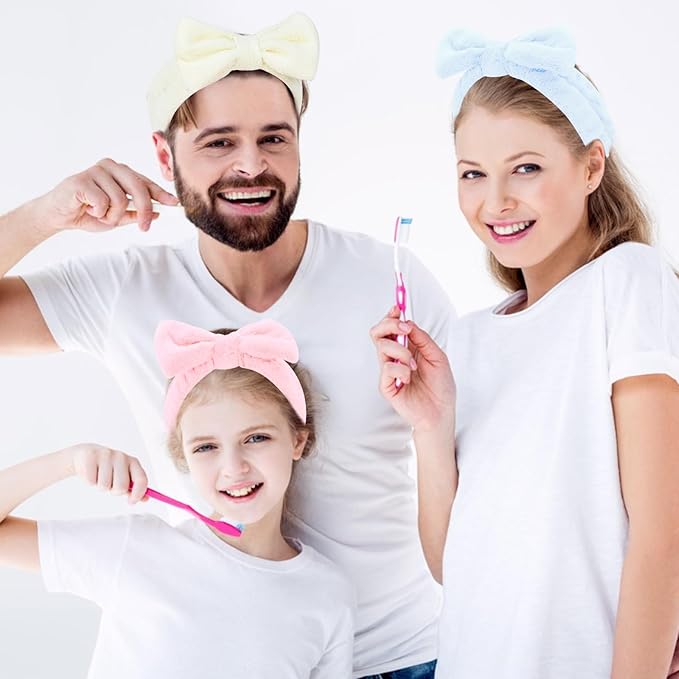 8 Pack Spa Headband for Washing Face Stocking Stuffers Skincare Headbands Bulk for Women Girls Soft Coral Fleece Hairband Cute Bow Headbands for Washing Face Makeup