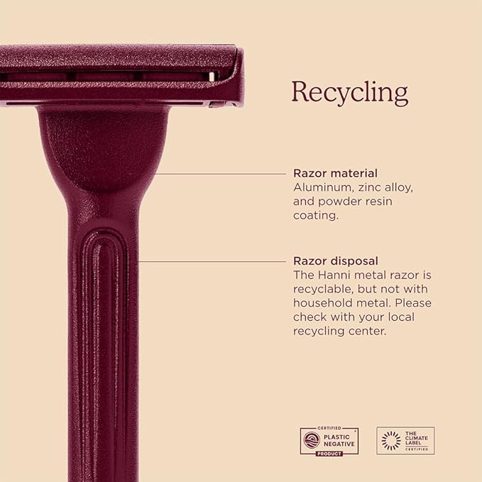 HANNI Weighted Dermaplane Razor with Blades, Safety Shaver for Women, Bikini and Sensitive Area Hair Remover, Smooth Glide Long Handle, Burgundy