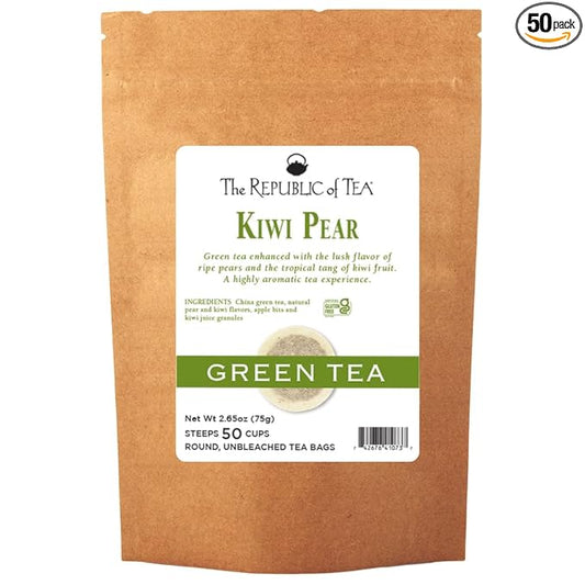 The Republic of Tea Kiwi Pear Green Tea, 50 Tea Bags, Gourmet Green Tea Smooth Healthy Blend