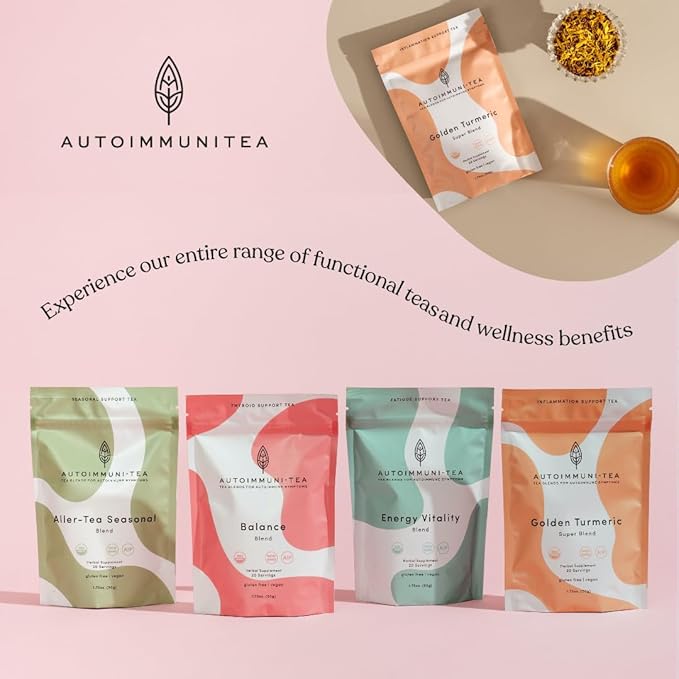 Organic Turmeric Ginger Tea - AIP diet, Whole 30, Paleo friendly, Golden Tonic Herbal Blend - Ayurvedic rooibos herbs, 100% Organic Gluten-Free