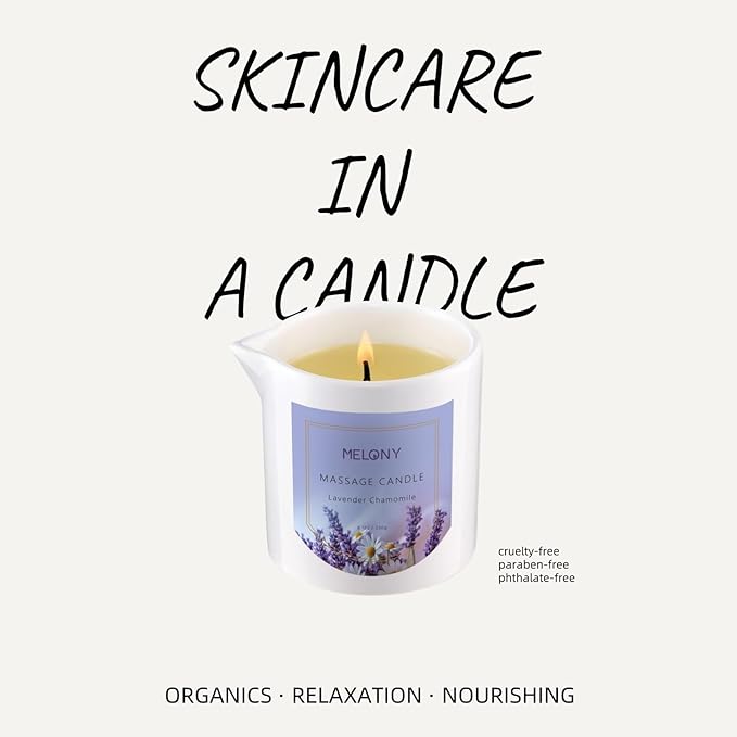 MELONY Luxury Massage Candle - Moisturising, Body Oil Candles for Muscle Relaxation, 8.1OZ (Lavender Chamomile)