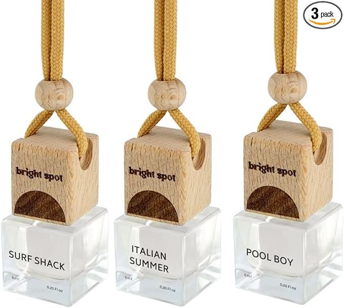 Bright Spot Summer Variety Pack Car Air Freshener - Premium Car Hanging Diffuser, Long-Lasting Fragrance up to 120 days for Auto and Home | Woody, Citrus & Tropical | 3 Pack