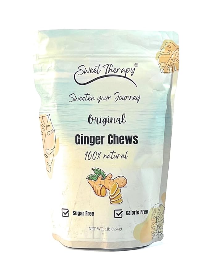 Sweet Therapy Delicious Ginger Chews Sugar Free - Sugar free ginger candy - Sugar free Candy -Sugar free snacks -Zero sugar candy - Calorie free candy