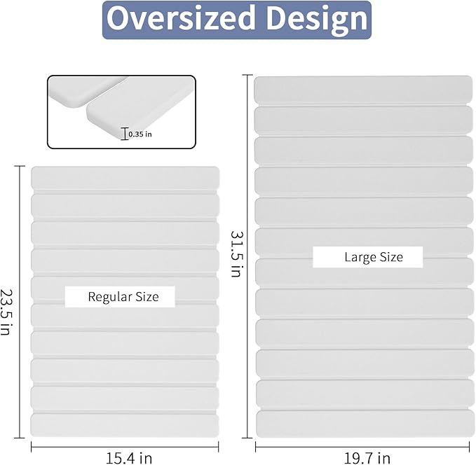 Large Stone Bath Mat 31.5 x 19.7in, Quick Dry Diatomaceous Earth Mats for Bathroom, Super Absorbent Foldable Bath Stone Mat, Non Slip, Dish Drying Mat for Kitchen Counter