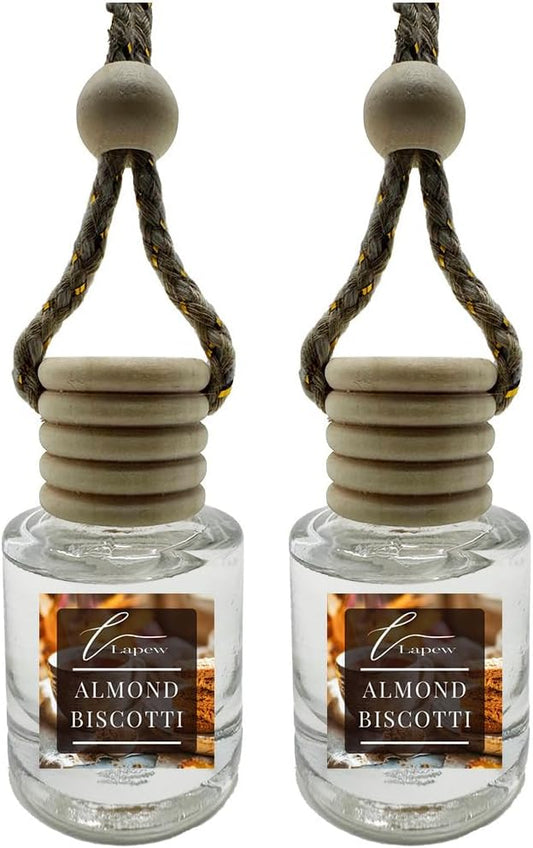 Car Air Freshener Diffuser – 2 Pack Hanging Air Freshener Diffuser (.34 Oz, Almond Biscotti (Nutmeg & Spice))