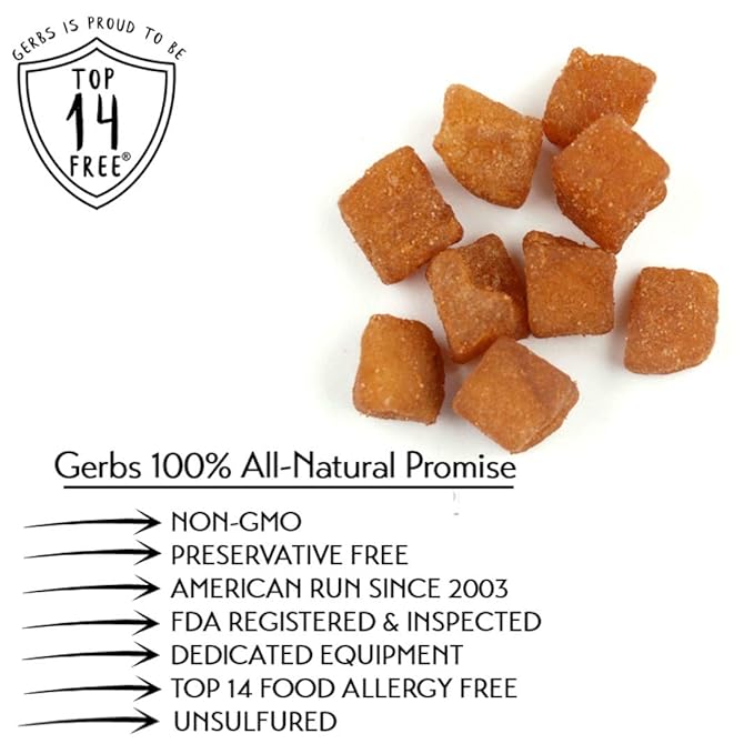 Gerbs Dried Cinnamon Sugar Apple Cubes 2 lbs. | Unsulfured, No Additives, Resealable Bag | Naturally Sweet & Spiced | Top 14 Allergen-Free