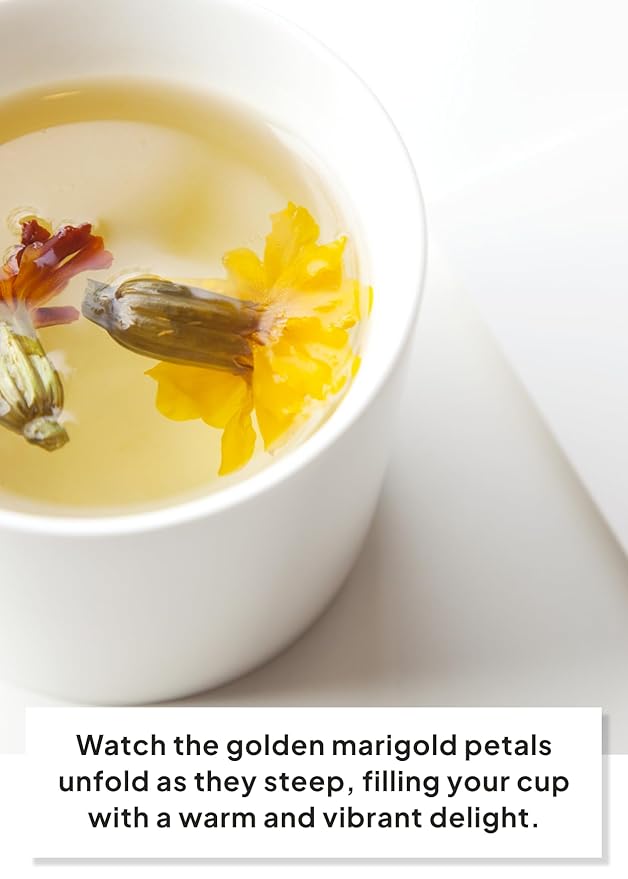 Korean Food, KKOKDAM Original Marigold Flower Tea, Decaf Floral Blend, Fully Natural Flowers, No Caffeine, Sugar Free, Zero Calories, Made in Korea,10g