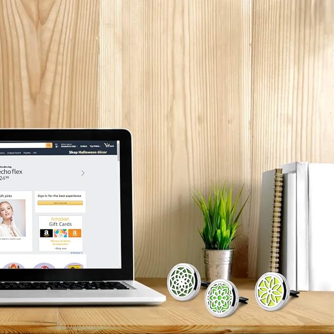 ttstar Car Diffuser Vent Clip - 30mm Aromatherapy Essential Oil Car Diffuser Vent Clips with 36 Refill Pads (3 Lotus Vent Clips, Metal)