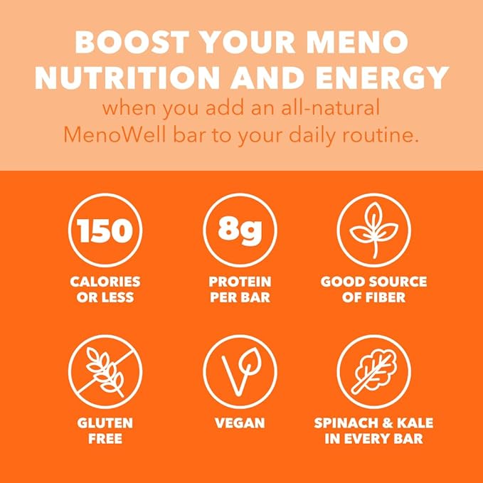 MenoWell Menopause and Perimenopause Protein Bars for Women, Weight Management Support, Peanut Butter Chocolate, 25% Daily Fiber, Prebiotic, Plant-Based, 7g of Protein, 3g Added Sugar, 10 Count (Pack of 1)