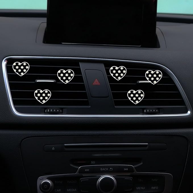 6 Pcs Heart Air Vent Clips, Cute Car Air Fresheners & Decor, Yellow and White