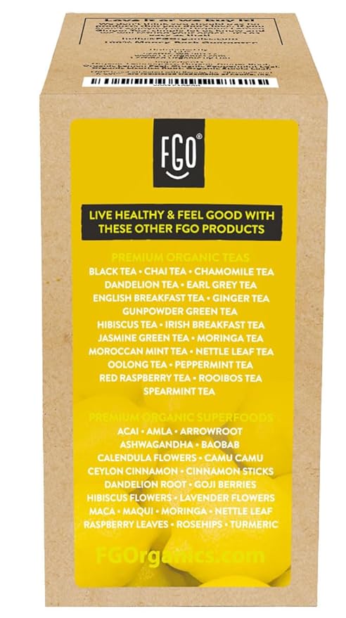 FGO Organic Premium Lemon Ginger Tea K-Cup Pods for Keurig, 24 Count (Pack of 1), Naturally Caffeine-Free Herbal Tea is USDA Organic, Non-GMO, & Recyclable