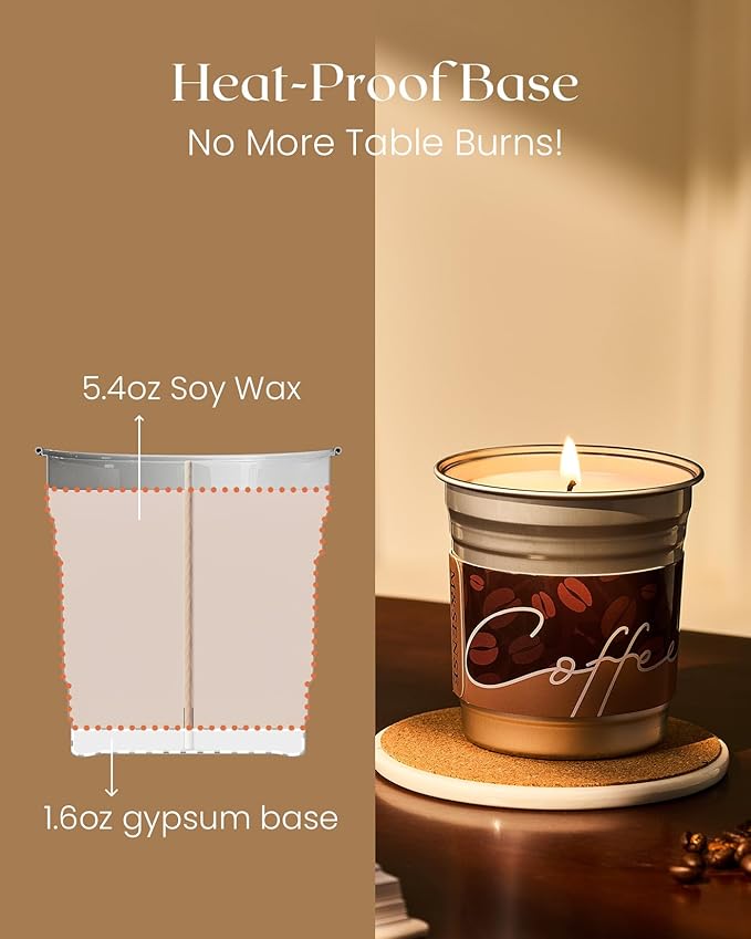 M&SENSE Coffee Candles Caramel Macchiato Scented, Soy Based Wax 7oz 42 Hours Non Toxic Clean Burn, Highly Scented Relaxing Candle for Home, Holiday Aromatherapy Gifts for Coffee Lovers