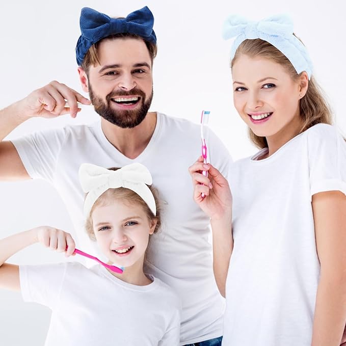 8 Pack Spa Headband for Washing Face Stocking Stuffers Skincare Headbands Bulk for Women Girls Soft Coral Fleece Hairband Cute Bow Headbands for Washing Face Makeup