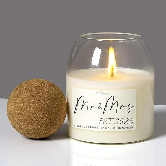Wedding Gifts for Couples 2025, Bridal Shower Gifts for Couples Husband Wife, Newlywed Mr and Mrs - 8.50oz Soy Wax, Long-Lasting 60-Hours,Lavender