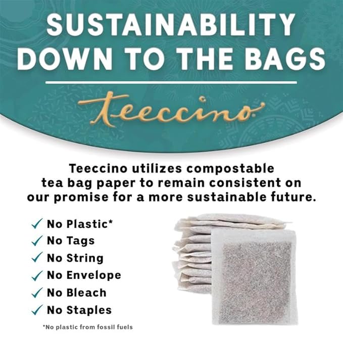 Teeccino Dandelion Caramel Nut Tea - Caffeine Free, Roasted Herbal Tea with Prebiotics, 3x More Herbs than Regular Tea Bags, Gluten Free - 50 Tagless Eco-Friendly Tea Bags