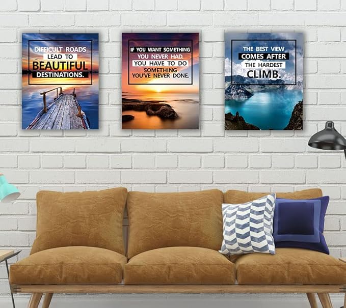 Inspirational Canvas Decoration Painting, landscape Canvas Wall Art,Suitable for Library, School, Gym,Office, Living Room Decor,6-Pack,Tabletop/Hanging(29 x 38cm) Framed
