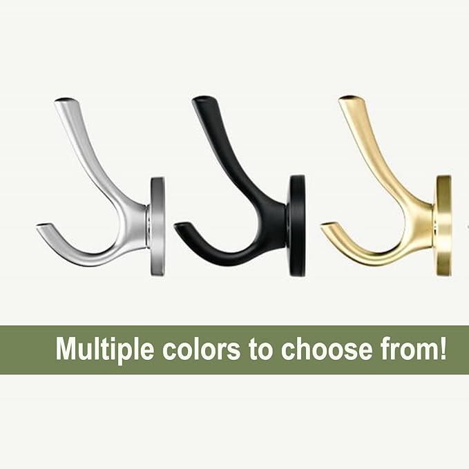 Gold Wall Hooks, 6 Pack Coat Robe Hook Heavy Duty Metal Double Bath Hook Wall Mounted, Hand Towel Hooks for Cubicle Bathroom Kitchen Closet Garage