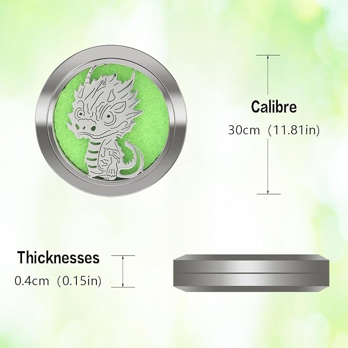 Dinosaur Aromatherapy Essential Oil Diffuser Necklace,Aromatherapy Diffuser Stainless Steel Pendant,for Men and Women,Portable,Suitable for Yoga,Meditation,Travel,Stress Relief Gift(Silver 30mm)