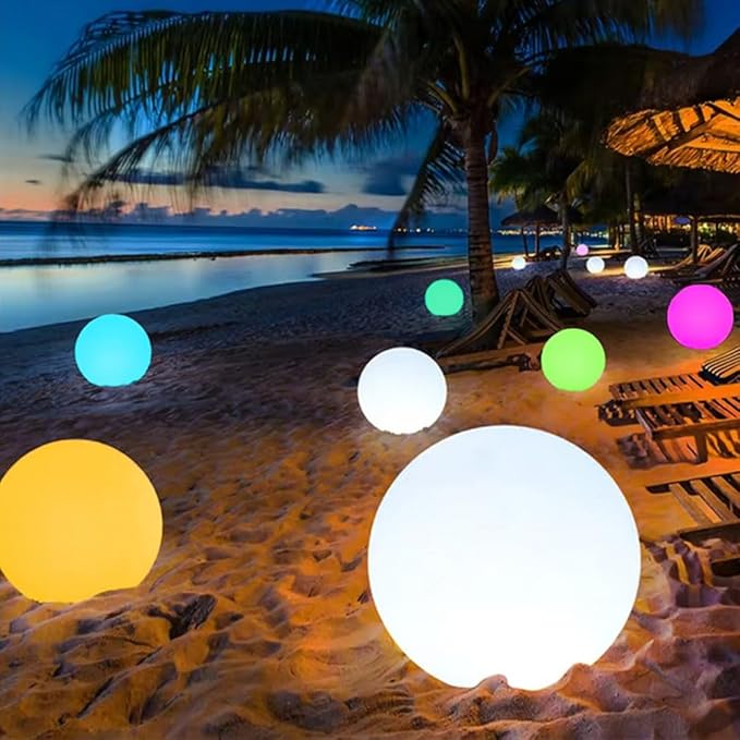 Large LED Glowing Ball Light, 20-in Outdoor LED Garden Orb Lights, Rechargeable Globe Lights RGB Color Changing Globe Floor Lamp Mood Lamp w/Remote, Waterproof Light Up Ball Light for Patio Lawn Decor